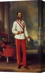 Austria Canvas Paintings - Franz Joseph I, Emperor of Austria by Franz Xavier Winterhalter