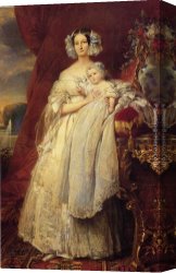 Philippe Canvas Paintings - Helene Louise Elizabeth de Mecklembourg Schwerin, Duchess D'Orleans with Prince Louis Philippe Albert D'Orleans, Comte de Paris by Franz Xavier Winterhalter