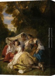 Siesta Canvas Paintings - La Siesta by Franz Xavier Winterhalter