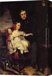 The Daughters of Judah in Babylon Canvas Paintings - Napoleon Alexandre Louis Joseph Berthier, Prince de Wagram and his Daughter, Malcy Louise Caroline Frederique by Franz Xavier Winterhalter