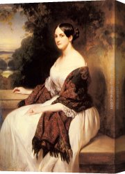 Philippe Canvas Paintings - Portrait of Madame Ackerman, the wife of the Chief Finance Minister of King Louis Philippe by Franz Xavier Winterhalter