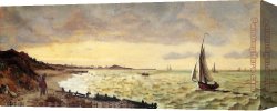 Seascapes Canvas Paintings - Seascape, The Beach at Sainte-Adresse by Frederic Bazille