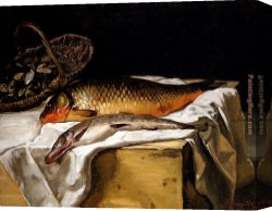 Around The Fish Canvas Paintings - Still Life with Fish by Frederic Bazille