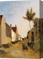 Village Street And Stairs with Figures Canvas Paintings - Village Street by Frederic Bazille