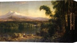 Figure Classic Canvas Paintings - Figures in an Ecuadorian Landscape by Frederic Edwin Church