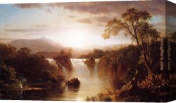 Landscape with a Lake Canvas Paintings - Landscape with Waterfall by Frederic Edwin Church