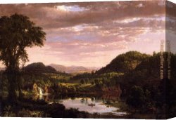 Altarpiece of The Church Fathers Vision of St Sigisbert Canvas Paintings - New England Landscape by Frederic Edwin Church