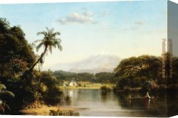 Edwin Canvas Paintings - Scene on the Magdalena by Frederic Edwin Church