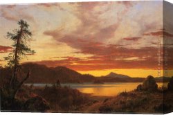 The Piazza And Church of Santa Maria Maggiore Canvas Paintings - Sunset by Frederic Edwin Church