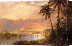 Landscape with a Lake Canvas Paintings - Tropical Landscape by Frederic Edwin Church