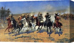 Remington Canvas Paintings - A Dash for the Timber by Frederic Remington