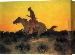 Remington Canvas Paintings - Against the Sunset by Frederic Remington
