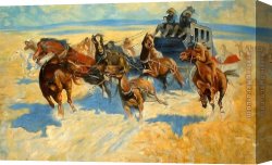 Night Canvas Paintings - Downing the Night Leader by Frederic Remington