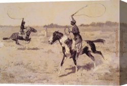 It Was to Be a Lasso Duel to The Death Canvas Paintings - It was to be a lasso duel to the death by Frederic Remington