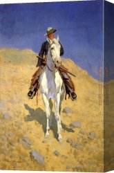 Portrait Canvas Paintings - Self Portrait on a Horse by Frederic Remington