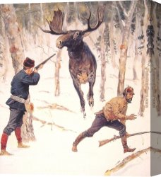 The Moose Hunt Canvas Paintings - The Moose Hunt by Frederic Remington