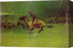 Remington Canvas Paintings - The Stampede by Frederic Remington