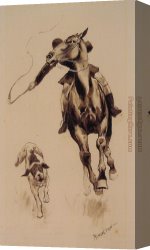 Remington Canvas Paintings - Whipping in a Straggler by Frederic Remington