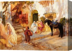 Bridgman Canvas Paintings - A Street in Algeria by Frederick Arthur Bridgman