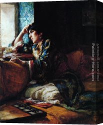Bridgman Canvas Paintings - Aicha, a Woman of Morocco by Frederick Arthur Bridgman