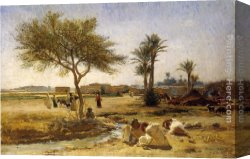 Arabs I Cemetery Canvas Paintings - An Arab Village by Frederick Arthur Bridgman
