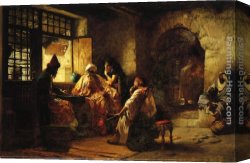 Interesting Canvas Paintings - An Interesting Game by Frederick Arthur Bridgman