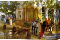 Bridgman Canvas Paintings - At The Fountain by Frederick Arthur Bridgman