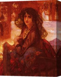 Bridgman Canvas Paintings - Harem Girl by Frederick Arthur Bridgman