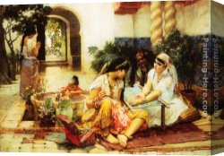 Bridgman Canvas Paintings - In a Village, El Biar, Algeria by Frederick Arthur Bridgman