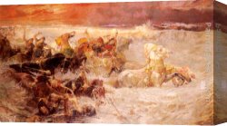 Bridgman Canvas Paintings - Pharaoh's Army Engulfed By The Red Sea by Frederick Arthur Bridgman