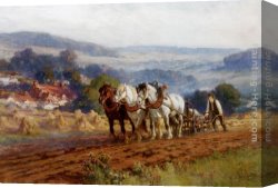 Bridgman Canvas Paintings - Plowing the Field by Frederick Arthur Bridgman