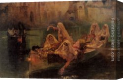 Bridgman Canvas Paintings - The Harem Boats by Frederick Arthur Bridgman