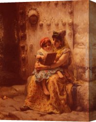Lessons Canvas Paintings - The Reading Lesson by Frederick Arthur Bridgman