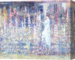 Carl Canvas Paintings - Hollyhocks by Frederick Carl Frieseke