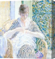 Balcony Canvas Paintings - On the Balcony by Frederick Carl Frieseke