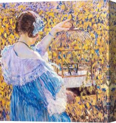 The Birdcage Canvas Paintings - the birdcage by Frederick Carl Frieseke