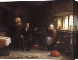 Hardy Canvas Paintings - A Sailors Tale by Frederick Daniel Hardy