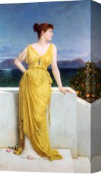 Classical Canvas Paintings - Mrs. Charles Kettlewell in Neo-classical Dress by Frederick Goodall