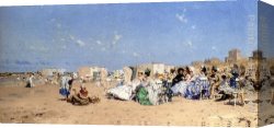 Hendrik Canvas Paintings - Beach At Scheveningen, Holland by Frederick Hendrik Kaemmerer