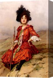 Hendrik Canvas Paintings - By The Sea by Frederick Hendrik Kaemmerer