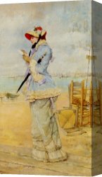 Hendrik Canvas Paintings - Lady by the Sea by Frederick Hendrik Kaemmerer