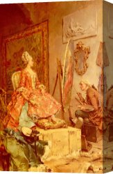 Kaemmerer Canvas Paintings - Sitting For Her Portrait by Frederick Hendrik Kaemmerer