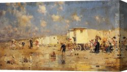 Hendrik Canvas Paintings - The Beach At Scheveningen, Holland by Frederick Hendrik Kaemmerer