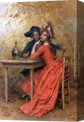 Hendrik Canvas Paintings - The Lady In Red by Frederick Hendrik Kaemmerer