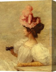 Hendrik Canvas Paintings - Woman With Opera Glasses by Frederick Hendrik Kaemmerer