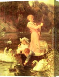Day) Canvas Paintings - A Day On The River by Frederick Morgan