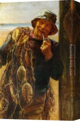 Valencian Fisherman Canvas Paintings - A Jovial Fisherman by Frederick Morgan