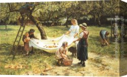 Apple Canvas Paintings - An Apple-gathering by Frederick Morgan