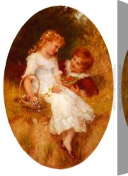 Morgan Canvas Paintings - Childhood Sweethearts by Frederick Morgan