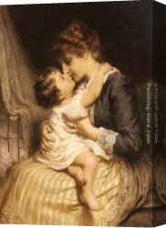 Morgan Canvas Paintings - Motherly Love by Frederick Morgan